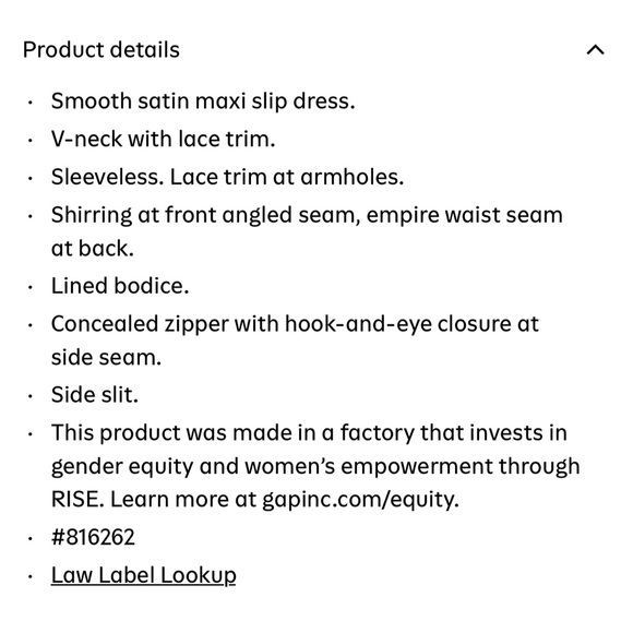 GAP Satin Lace Trim V-neck Maxi Slip Dress - Picture 9 of 9